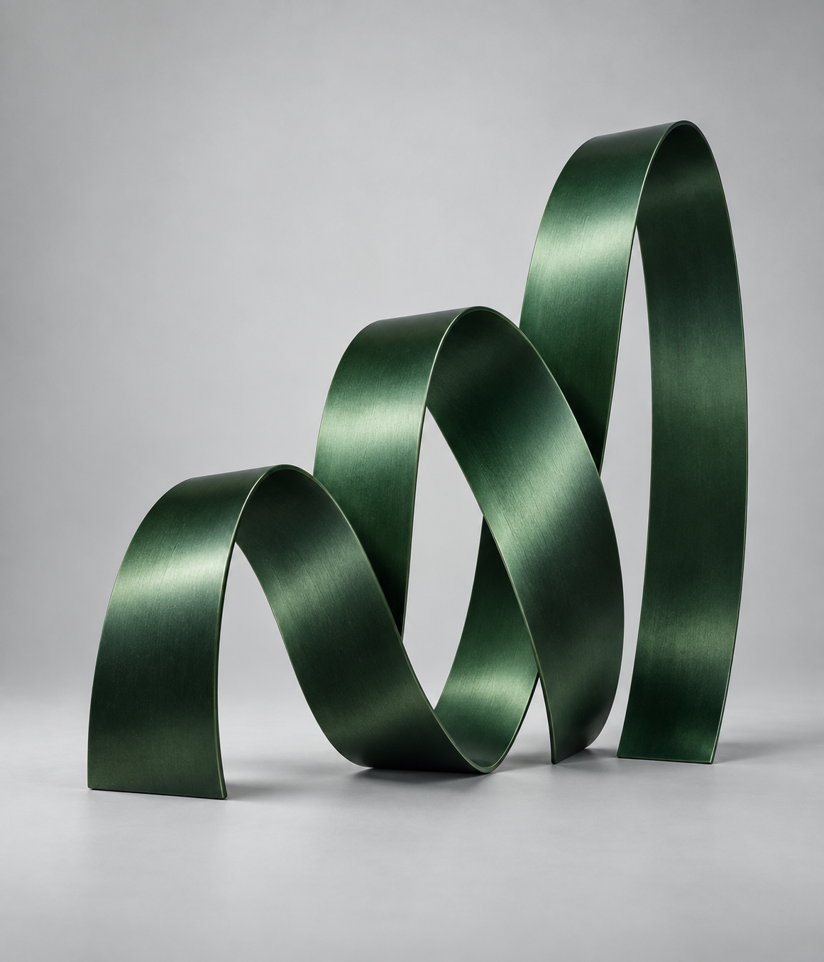 Three connected green arches rising together